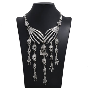 Exaggerated Jewelry Fashion Big Name Skull Claw Skull Tassel Necklace New Jewelry