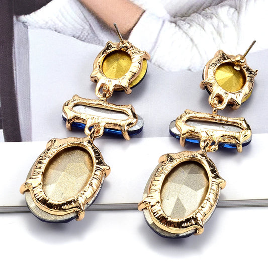 Classical Elegant Crystal Dangle Earrings Rhinestone Metal Geometric Drop Earrings Fashion Women Jewelry Gifts