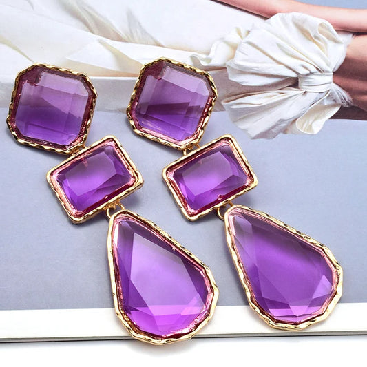 High-Quality Clear Pure Resin Drop Earrings Statement Hot Selling Metal Fashion Jewelry Accessories For Women