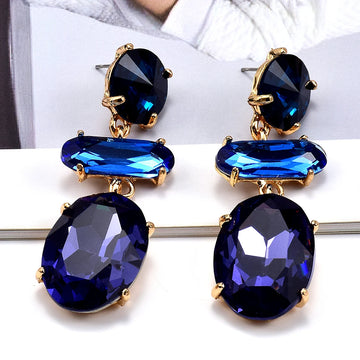 Classical Elegant Crystal Dangle Earrings Rhinestone Metal Geometric Drop Earrings Fashion Women Jewelry Gifts