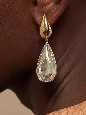 Asymmetric Crystal Pendant Earrings European And American Style Personality, Fashion Water Drops Stud Earrings Women Jewelry