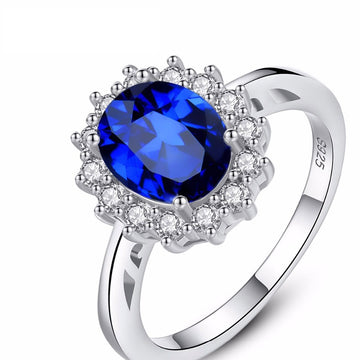 Sapphire Blue Sterling Silver Ring for Women
