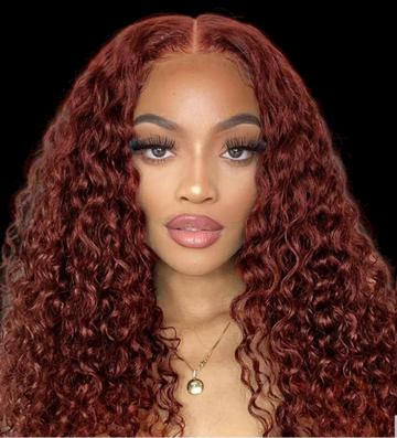 100% Human Hair Deep Wave Texture 13x4 150% Density Ginger 18”