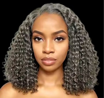 100% Brazilian Deep Wave Curly Hair Density 250% 5x5 24β Grey
