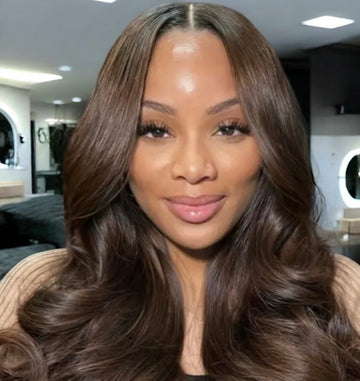 100% Human Hair Full Body Wave Lace Front Wig 150% Density 7x5 26β Cappuccino Brown