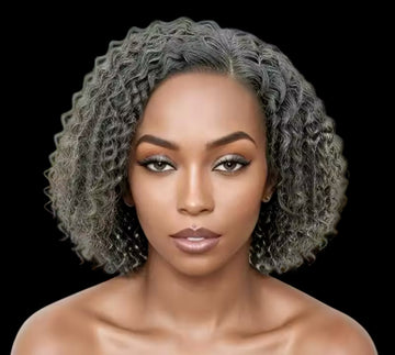 100% Brazilian Remy Hair Lace Front Wig 10β Black & Grey