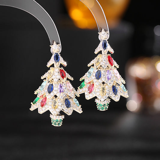 Grand Palace Style Vintage Christmas Tree Earrings