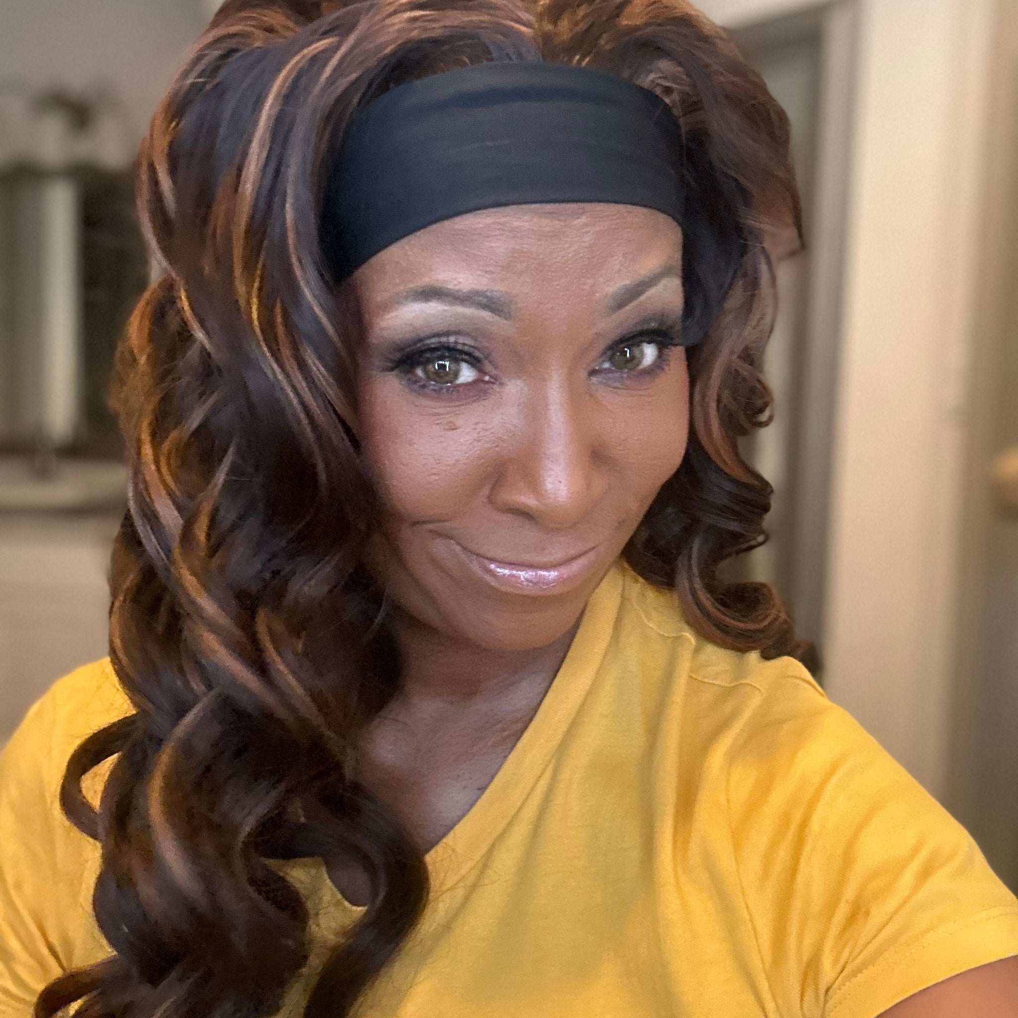 Synthetic 28” Deep Body Wave Headband Wig Bronze