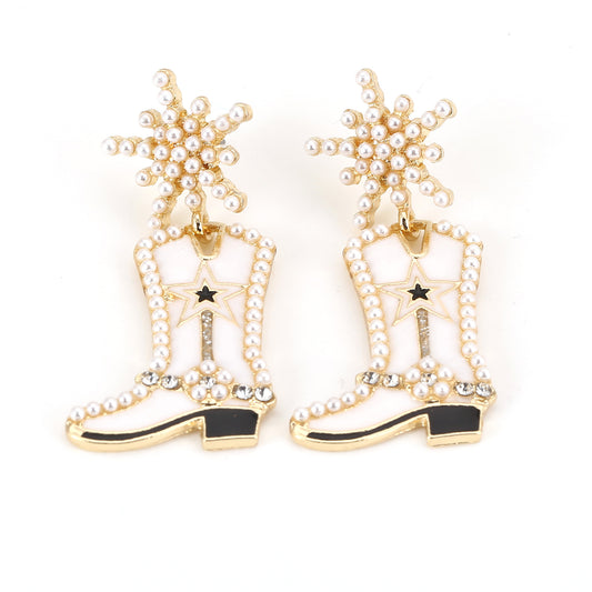 Western Snowflake Boot Earrings