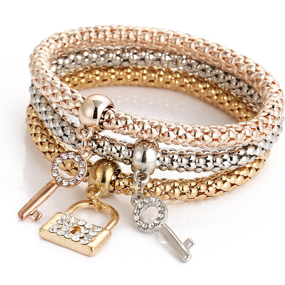 Key Lock Elastic Fashion Bracelet