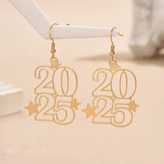 New digital earrings creative fashion boho style 2025 design new year earrings