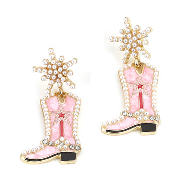 Western Snowflake Boot Earrings