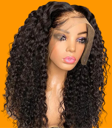 100% Brazilian Kinky Hair Lace Front Wig Density 180%  16” Natural