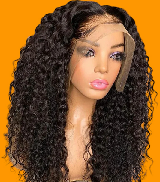 100% Brazilian Kinky Hair Lace Front Wig Density 180%  16” Natural