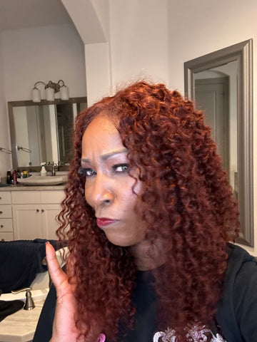 100% Brazilian Deep Curly Wig Ginger Red 24”