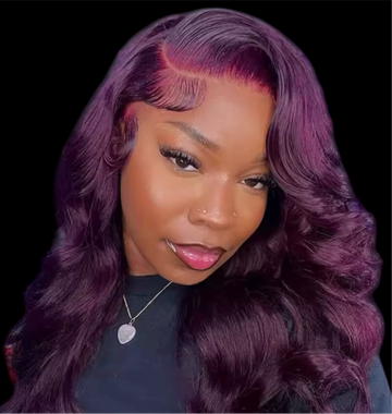 100% Brazilian Hair Lace Front Wig Loose Body Wave 13x6 Density 200% 16” Purple Haze