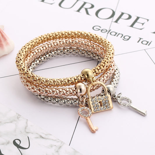 Key Lock Elastic Fashion Bracelet