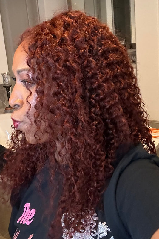 100% Brazilian Deep Curly Wig Ginger Red 24”