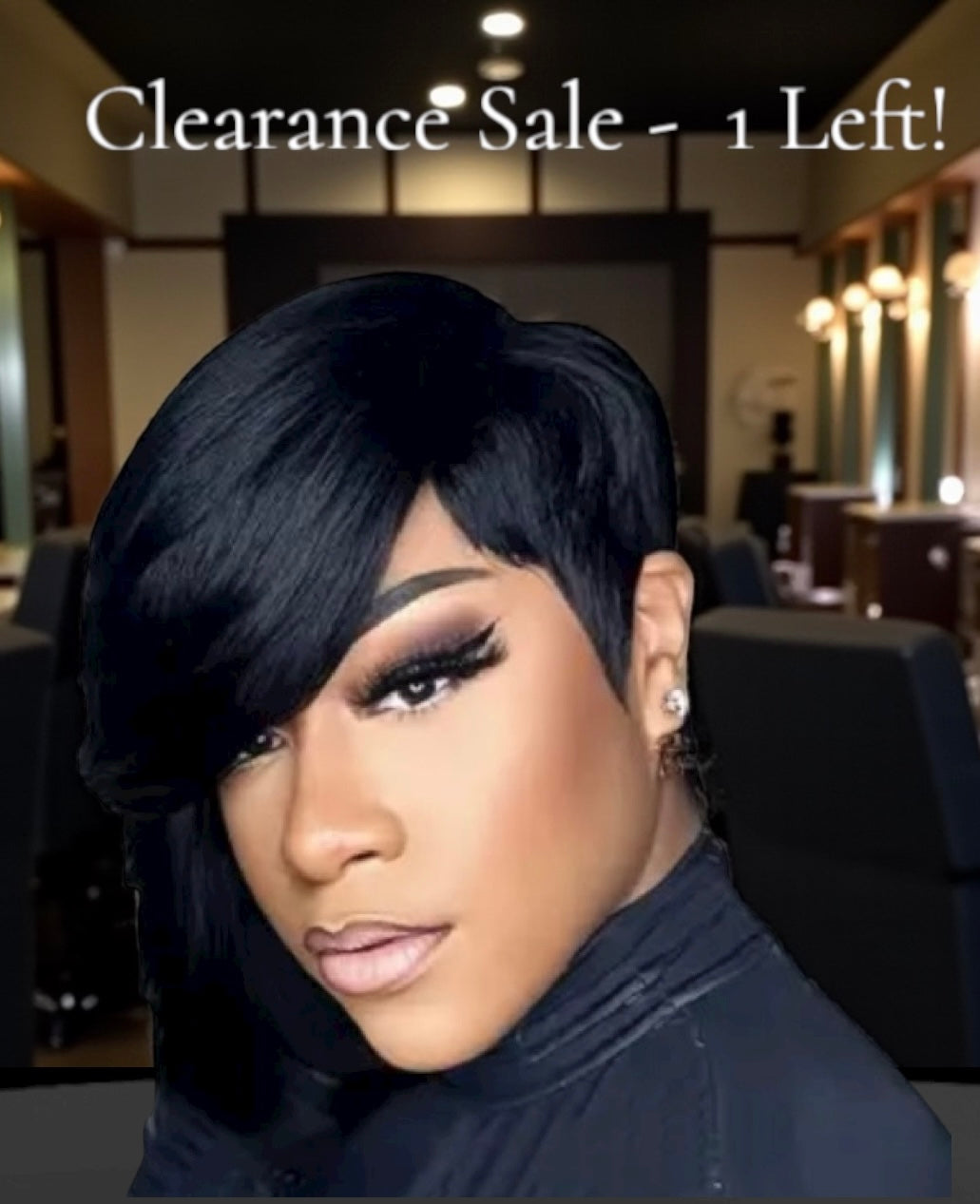 YWV 100% Human Hair Pixie Cut Wig with Long Bang 8” Natural Glueless