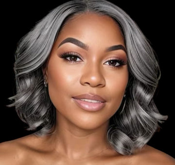 100% Brazilian Hair Lace Front Wig Density 220%       Grey