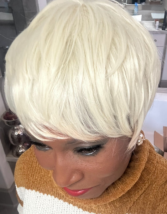 Synthetic Platinum Blonde Pixie