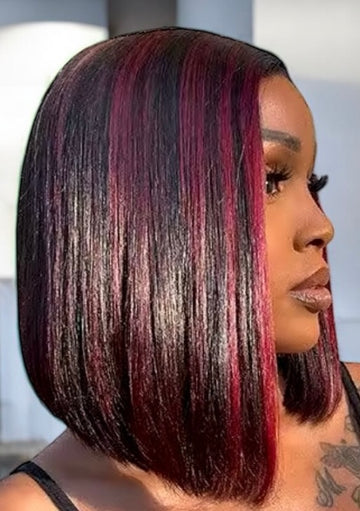 Synthetic 10” Dark Red Bob Wig.