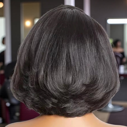 YWV 100% Human Hair Layered Bob 13x4 Black