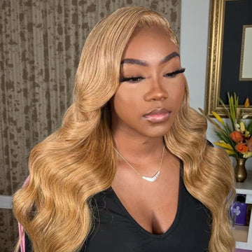 100% Human Hair Loose Body Wave Lace Front Wig 180% Density 13x6  30”Butterscotch