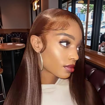 100% Brazilian Virgin Straight Human Hair 150 % Density 13x6  36” Chocolate Brown