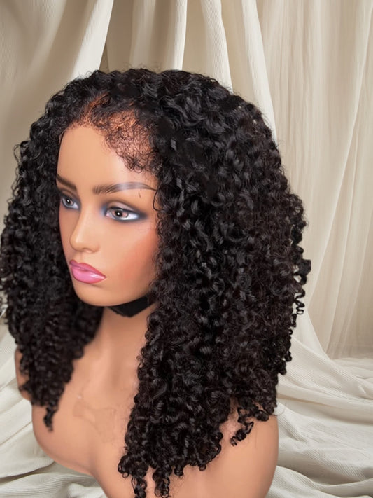 100% Deep Curly Human Hair Wig 13x6 Density 250 16” Black