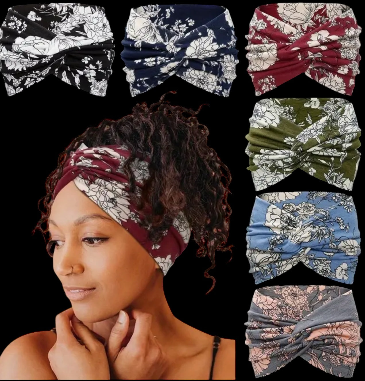 6-Piece Non-Slip Headbands Wide