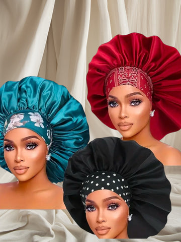 Silky Satin Bonnets 3-Pack Combo